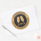 Benutzerdefiniertes Jahr und Text Champagne Runder Aufkleber (Umschlag)