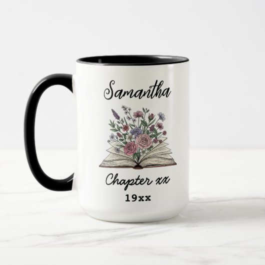 Benutzerdefiniertes Kapitel Geburtstag – Florales Tasse (Links)