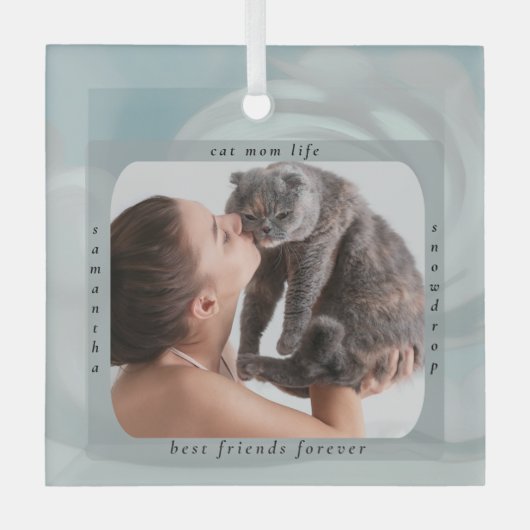 Benutzerdefiniertes Katze-Mama-Leben Haustier-Foto Ornament Aus Glas (Vorderseite)