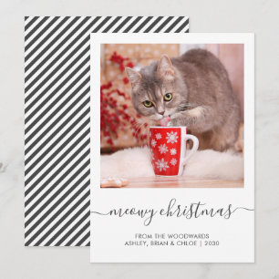 Benutzerdefiniertes Katzenfoto Meowy Weihnachtsman Feiertagskarte