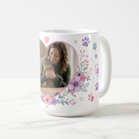 Benutzerdefiniertes Katzenmutter-Foto-Tassengesche Kaffeetasse (VorderseiteRechts)