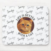 Benutzerdefiniertes Katzennamensmuster mit Foto we Mousepad (Vorne)
