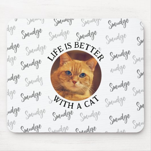 Benutzerdefiniertes Katzennamensmuster mit Foto we Mousepad (Vorne)