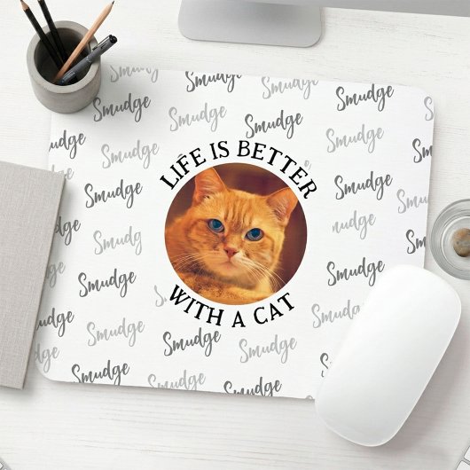 Benutzerdefiniertes Katzennamensmuster mit Foto we Mousepad