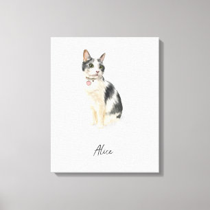 Benutzerdefiniertes Katzenporträt Aquarell Leinwanddruck