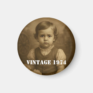 Benutzerdefiniertes Kinderfoto & Jahr Vintage Pers Magnet