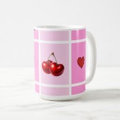 Benutzerdefiniertes Kirsch-Herz-Karo-Muster Kaffeetasse (VorderseiteRechts)