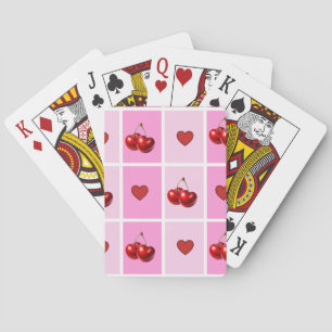 Benutzerdefiniertes Kirsch-Herz-Karo-Muster Spielkarten