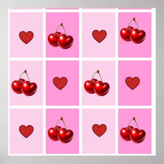 Benutzerdefiniertes Kirschherz Karomuster Poster (Vorne)