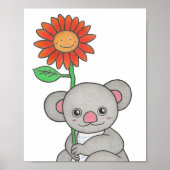 Benutzerdefiniertes Koala mit Blume Poster (Vorne)