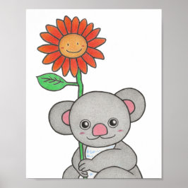 Benutzerdefiniertes Koala mit Blume Poster
