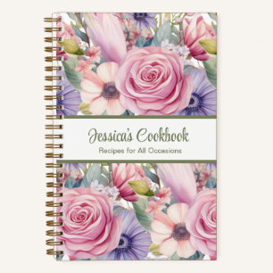 Benutzerdefiniertes Kochbuch Rosa Blumen Rezepte N Notizblock
