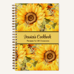Benutzerdefiniertes Kochbuch Sonnenblumen Blume Re Notizblock