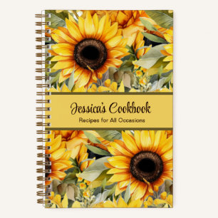 Benutzerdefiniertes Kochbuch Sonnenblumen Blume Re Notizblock