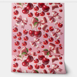 Benutzerdefiniertes Koketten-Herz-Kirsch-Schleifen Tapete