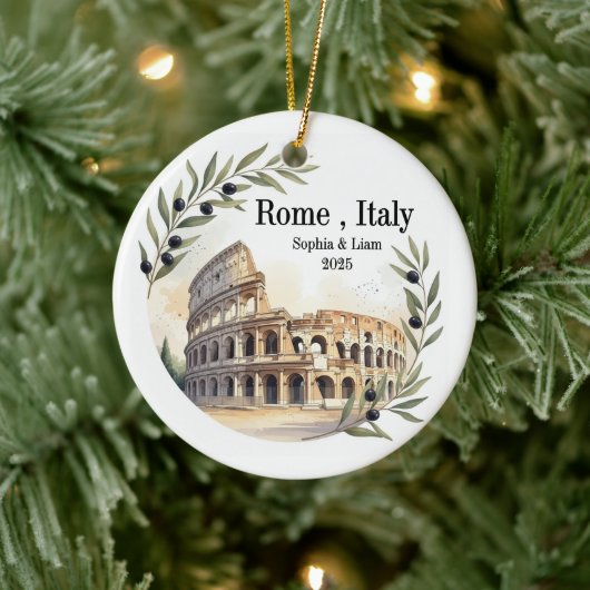 Benutzerdefiniertes Kolosseum Hochzeit oder Flitte Keramik Ornament (Baum)