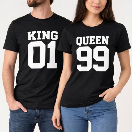 Benutzerdefiniertes Königin-König-Paar-Jersey T-Shirt
