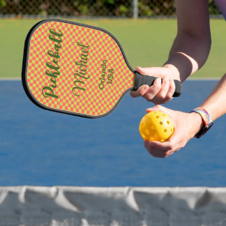 Benutzerdefiniertes Korallenrosa und Limettengrüne Pickleball Schläger