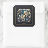 Benutzerdefiniertes Kosmisches Fisch-Sternzeichen Quadratischer Aufkleber (Tasche)