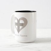 Benutzerdefiniertes Kreuz und Herz Zweifarbige Tasse (Vorderseite Links)