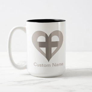 Benutzerdefiniertes Kreuz und Herz Zweifarbige Tasse