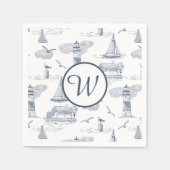 Benutzerdefiniertes Küsten-Toile-Monogramm | Vorne Serviette (Vorderseite)