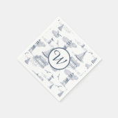 Benutzerdefiniertes Küsten-Toile-Monogramm | Vorne Serviette (Ecke)