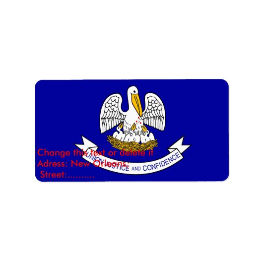 Benutzerdefiniertes Label mit Flag von Louisiana, Adressaufkleber (Vorne)
