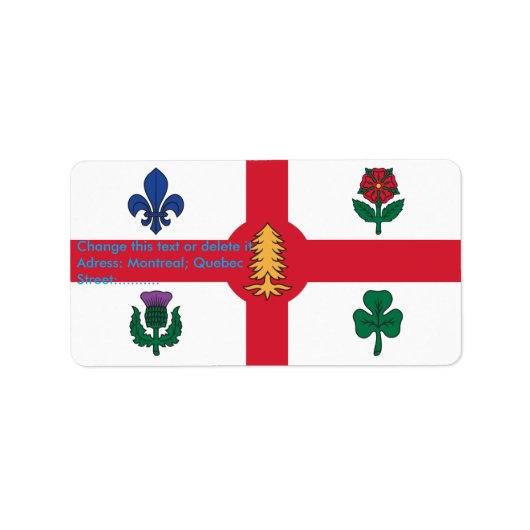 Benutzerdefiniertes Label mit Flagge von Montreal, Adressaufkleber (Vorne)