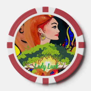 Benutzerdefiniertes Lady Luck 2 Paaar-Spielabend  Pokerchips