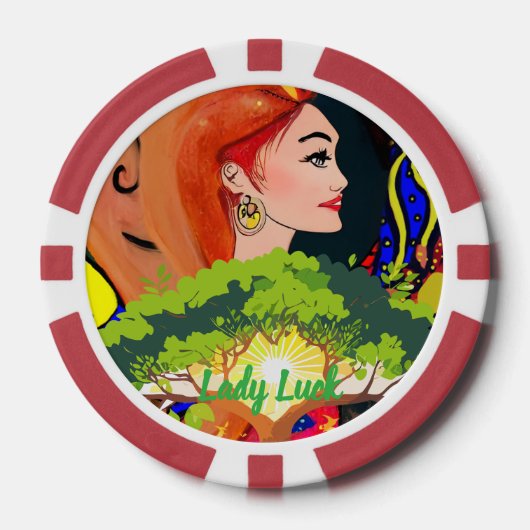 Benutzerdefiniertes Lady Luck 2 Paaar-Spielabend  Pokerchips (Vorderseite)