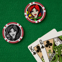 Benutzerdefiniertes Lady Luck 4 für Paare Spielabe Pokerchips