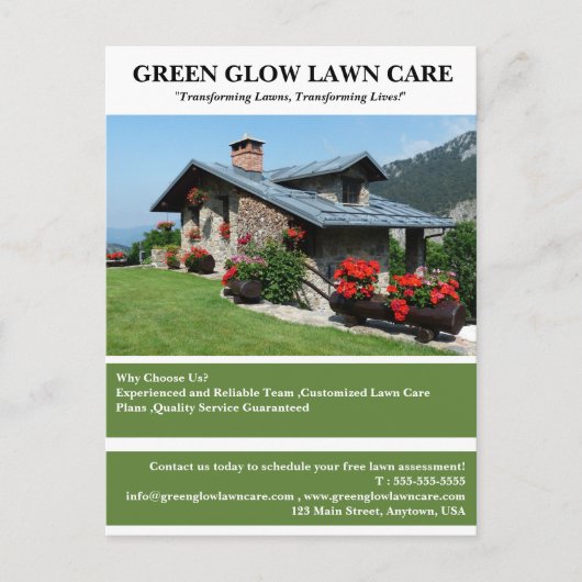 Benutzerdefiniertes Landscaping Lawn Care Business Postkarte (Vorderseite)