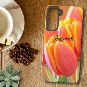 Benutzerdefiniertes, lebendiges Orange Tulip Blume Samsung Galaxy Hülle