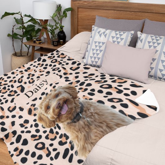 Benutzerdefiniertes Leopard Print Hund-Foto mit Na Fleecedecke