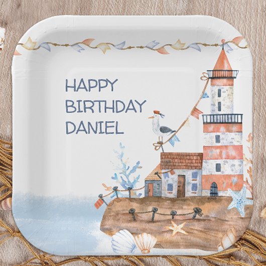 Benutzerdefiniertes Leuchtturm Pappteller