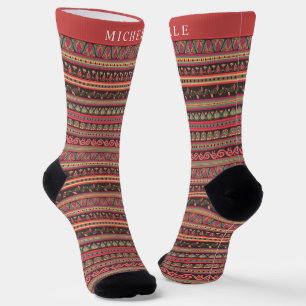 Benutzerdefiniertes Licht Dunkles Rosa Braunes Azt Socken