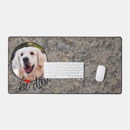 Benutzerdefiniertes Liebe-Herz Hi-Vater-Text auf M Schreibtischunterlage (Tastatur & Maus)