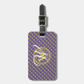 Benutzerdefiniertes Lila Christliches Monogramm Gepäckanhänger (Vorderseite vertikal)