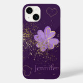 Benutzerdefiniertes Lila Clover Glitzer iPhone/iPa Case-Mate iPhone Hülle (Rückseite)