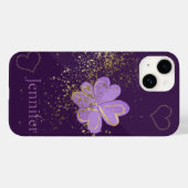 Benutzerdefiniertes Lila Clover Glitzer iPhone/iPa Case-Mate iPhone Hülle (Rückseite (Horizontal))