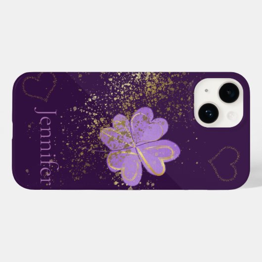 Benutzerdefiniertes Lila Clover Glitzer iPhone/iPa Case-Mate iPhone Hülle (Rückseite (Horizontal))