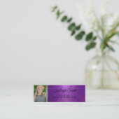 Benutzerdefiniertes Lila Foto Abschluss Namenskart Telefonnummerkarte (Stehend Vorderseite)