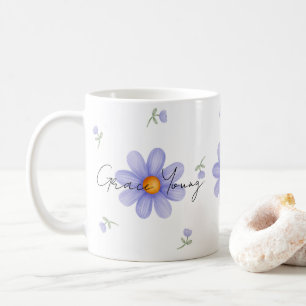 Benutzerdefiniertes Lila Gänseblümchen Namens Blum Kaffeetasse