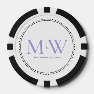 Benutzerdefiniertes lila monogrammiertes Hochzeits Pokerchips