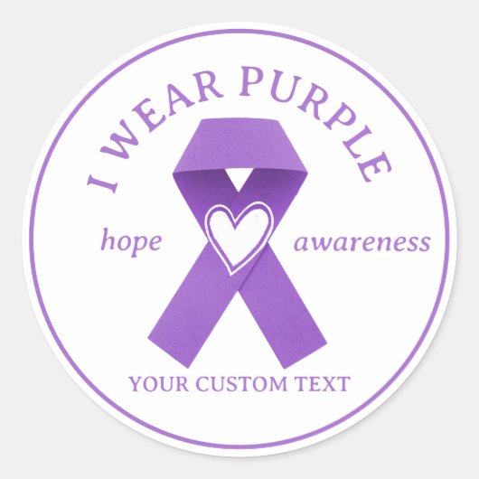 Benutzerdefiniertes Lila Multifunktionsbewusstsein Runder Aufkleber (Vorderseite)