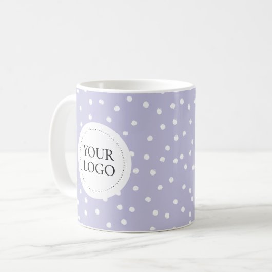 Benutzerdefiniertes lila Muster-Geschäftslogo Kaffeetasse (Vorderseite Links)