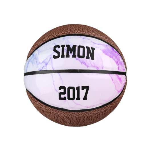 Benutzerdefiniertes Lila Ombre-Marble Mini Basketball (Vorderseite)