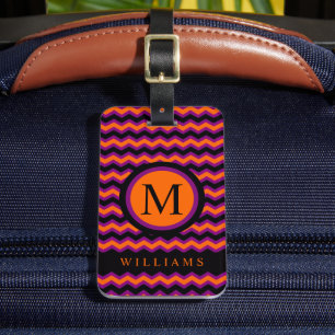 Benutzerdefiniertes Lila orangefarbenes Zickzack M Gepäckanhänger