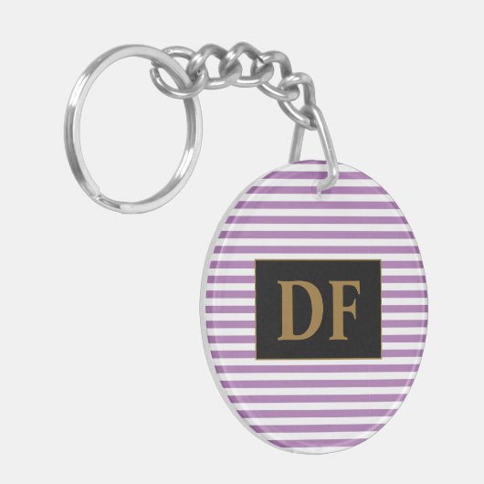 Benutzerdefiniertes Lila/weißes Streifen Schlüsselanhänger (Vorderseite links)